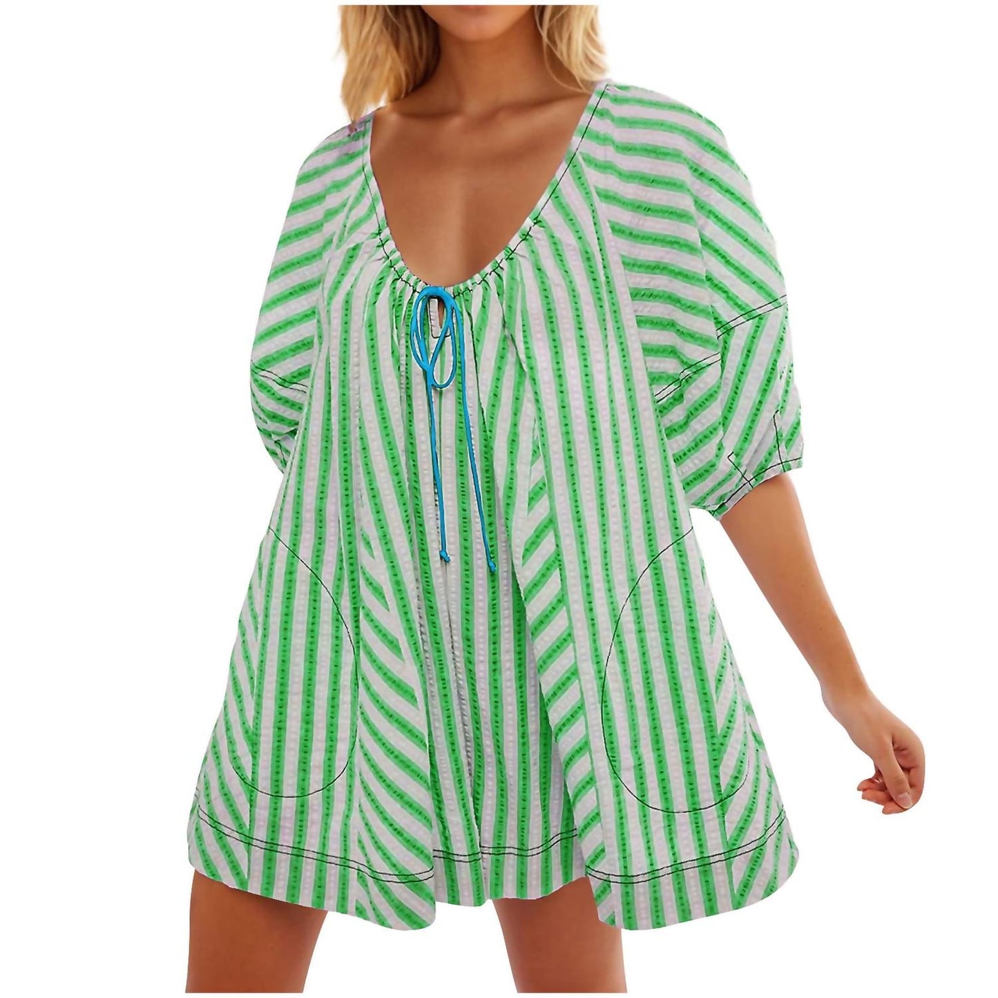 Free People - Bop Around Striped Romper