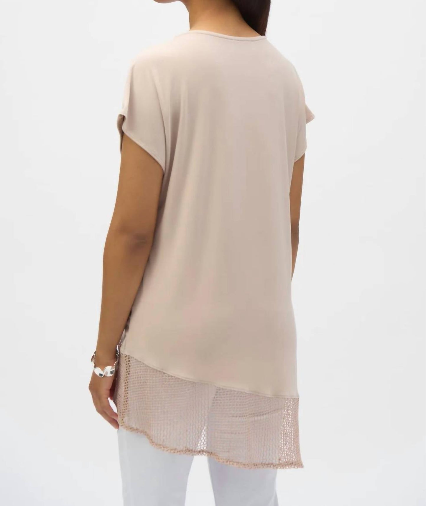 Joseph Ribkoff - Asymmetrical Foiled Mesh Top