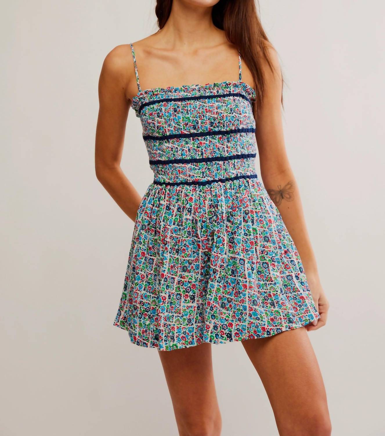 Free People - Bali Checked Out Printed Romper