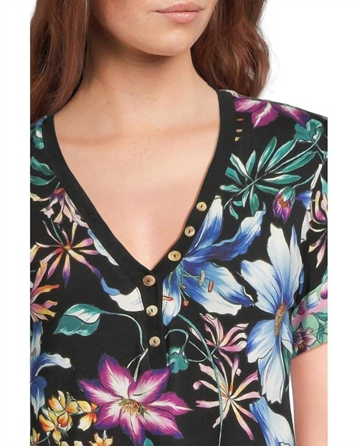 Johnny Was - JANIE FAVORITE SHORT SLEEVE HENLEY