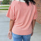 Ee:Some - Textured Contrast V-neck Top