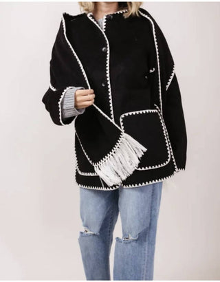 Elan - Jacket with Top Stitch and Removeable Scarf