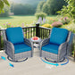 Wicker Patio Furniture Set - 3 Piece Rattan Outdoor Sectional Conversation Set
