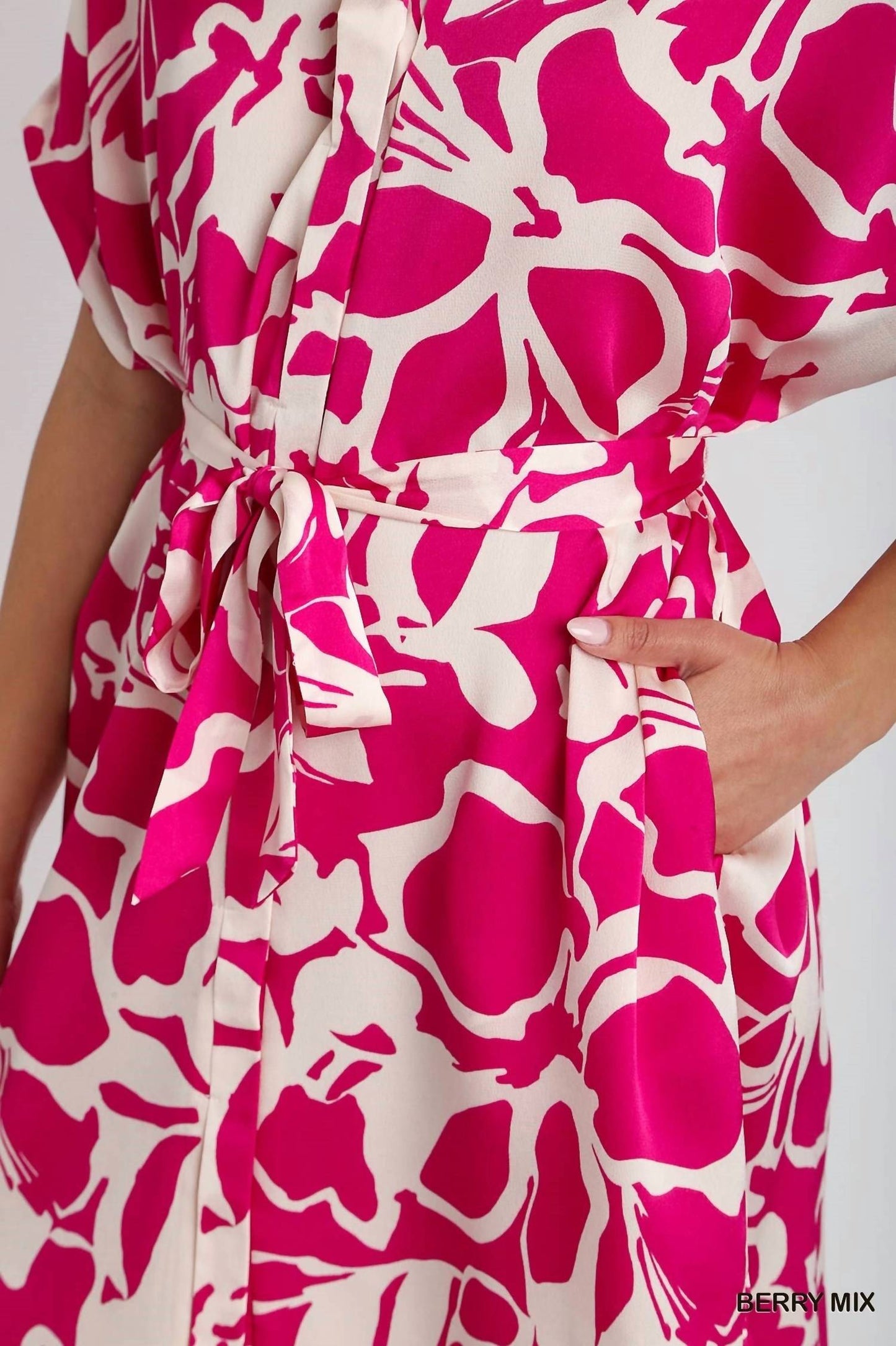 Umgee - Abstract Floral Print Button Down Dress