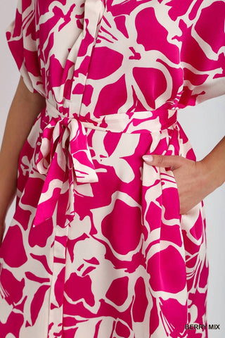 Umgee - Abstract Floral Print Button Down Dress