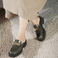 All Black - Flat Buckle Mule