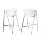 Modern Bar Stools With Low Back And Arms And Durable Metal Frame (Set of 2) - Ivory