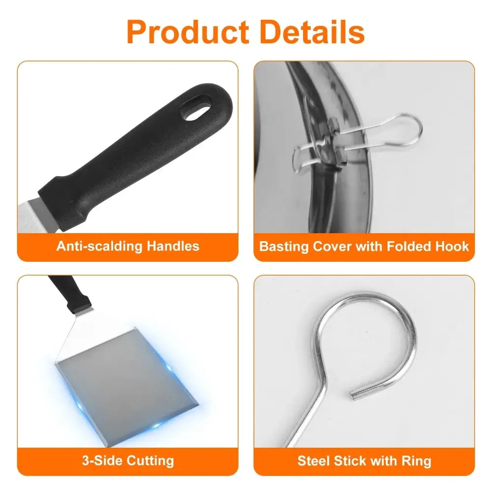 31 Piece Stainless Steel Flat Top Griddle Accessory Set