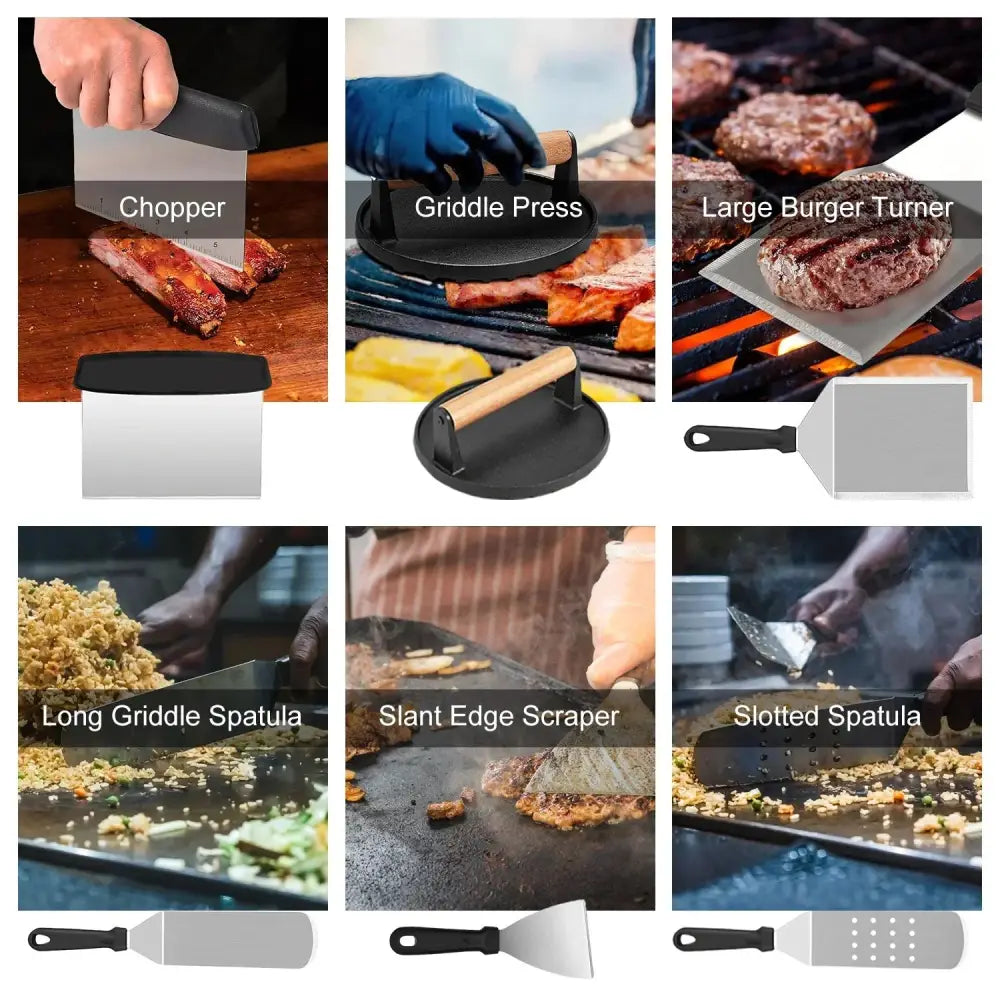 31 Piece Stainless Steel Flat Top Griddle Accessory Set