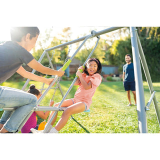 Intex Two Feature Colored Playground Swing Set with Trapeze Bar for Kids, Gray