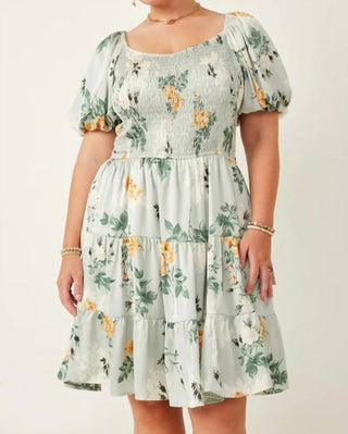 Hayden La - Romantic Floral Smocked Sheen Dress