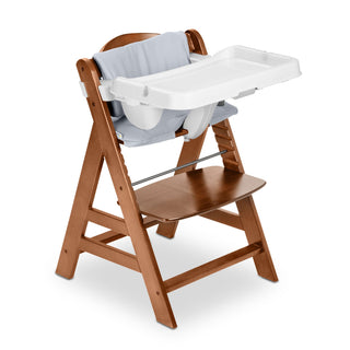 hauck AlphaPlus Grow Along Walnut Wooden High Chair, Tray Table & Deluxe Cushion