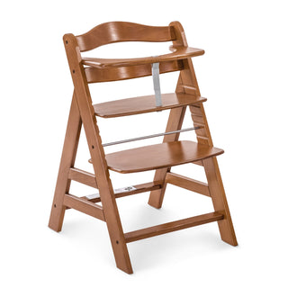 hauck AlphaPlus Grow Along Walnut Wooden High Chair, Tray Table & Deluxe Cushion