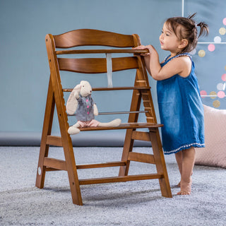 hauck AlphaPlus Grow Along Walnut Wooden High Chair, Tray Table & Deluxe Cushion