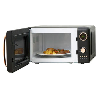 Haden Heritage Vintage 700W Countertop Home Kitchen Microwave Oven, Black/Copper
