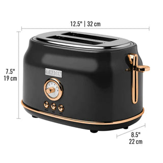 Haden Dorset 2 Slice Wide Slot Stainless Steel Countertop Toaster, Black/Copper