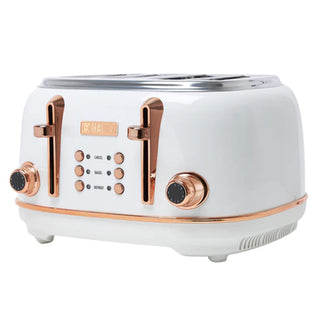 Haden Heritage 4 Slice Wide Slot Toaster with Removable Crumb Tray, Ivory/Copper