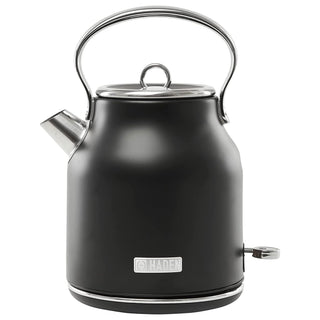 Haden Heritage 1.7L Stainless Steel Body Retro Electric Kettle, Black/Chrome