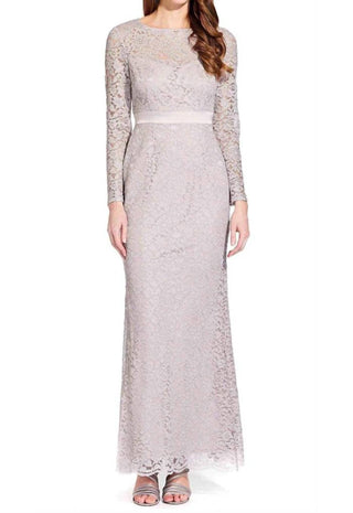 Adrianna Papell - Embellished Keyhole Lace Dress