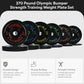 BalanceFrom Fitness 370 Pound Olympic Bumper Strength Training Weight Plate Set