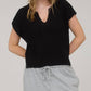 Blu Pepper - Split Neck Short Sleeve Sweater