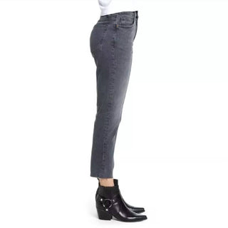 Topshop - Straight Leg High Waist Raw Hem Cropped Jeans