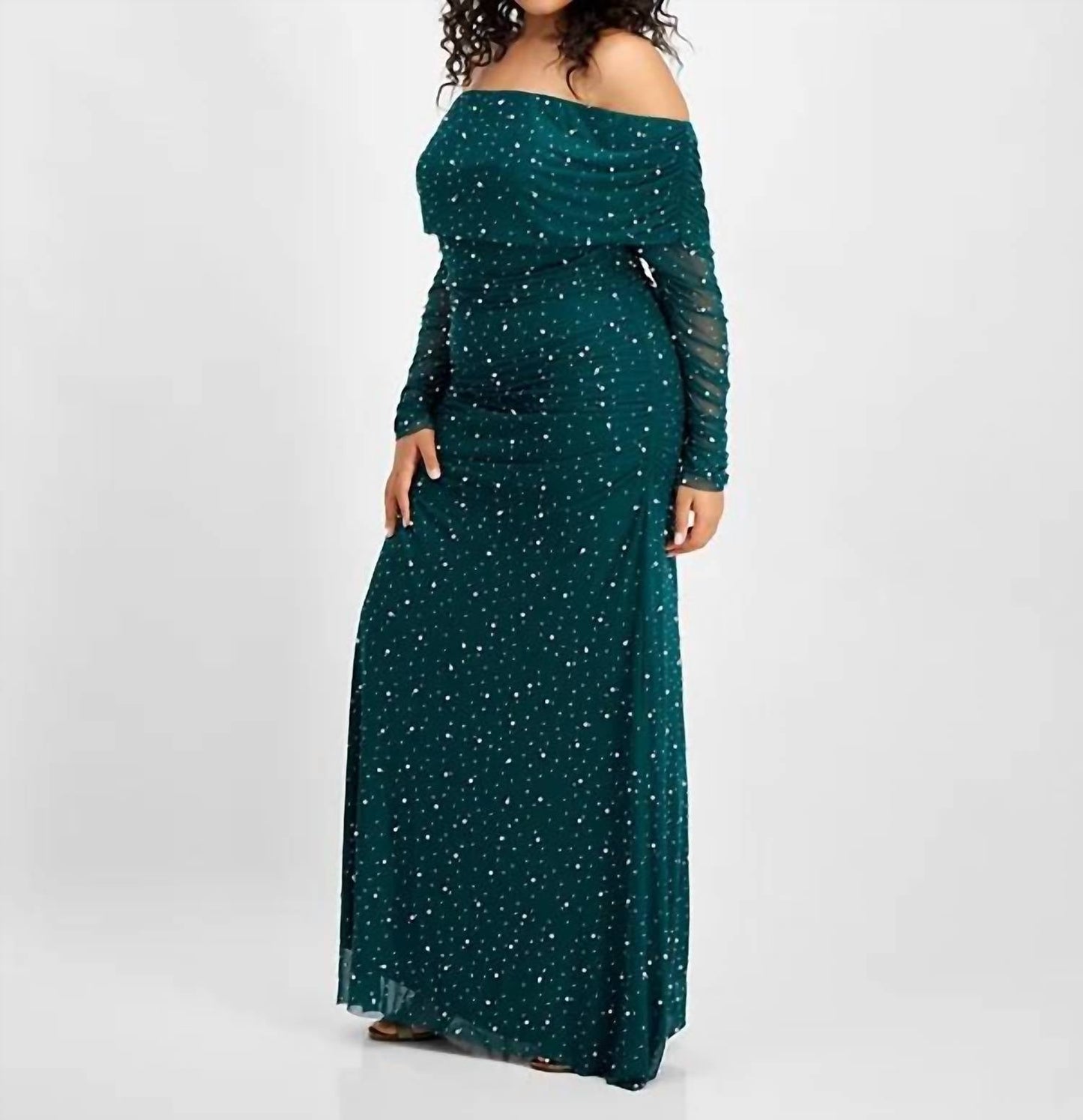 B. Darlin - Off-the-shoulder Pearl Gown - Plus
