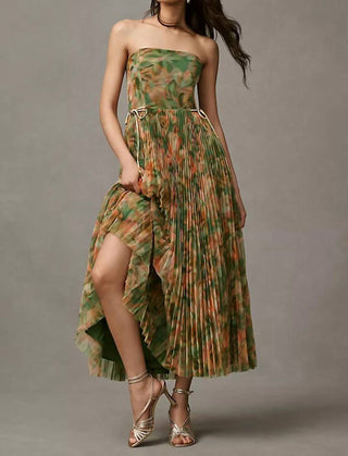 Hutch - Women's Costella Strapless Pleated Floral Tulle Midi Dress