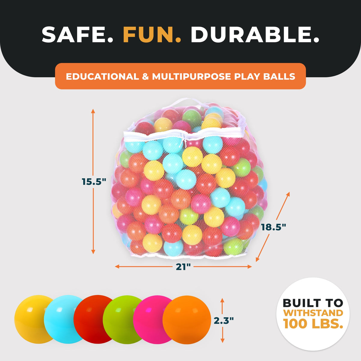 BalanceFrom Fitness 2.3" Play Pit Balls with Storage Bag, Multicolor (2 Pack)