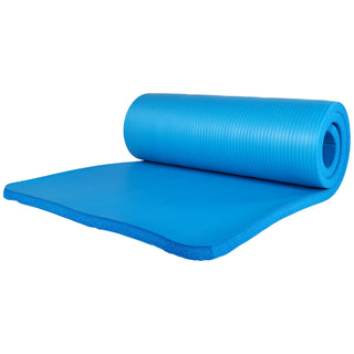 BalanceFrom Yoga Mat with Knee Pad, Yoga Blocks, Carrying Strap, and Extra 1-Inch Foam, Exercise Mat for Gym or Home Workout, 71" x 24", Blue