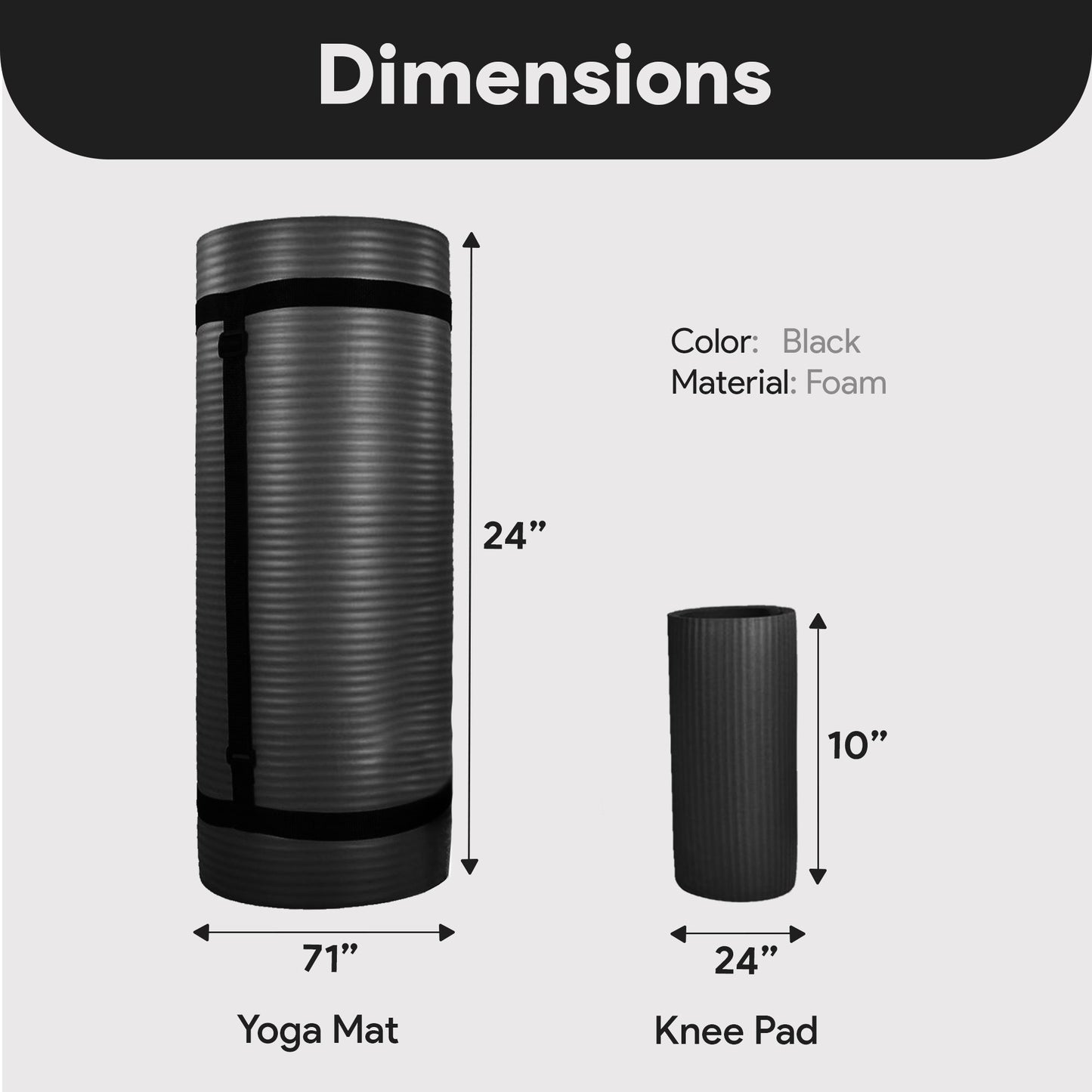 BalanceFrom Yoga Mat with Knee Pad, Yoga Blocks, Carrying Strap, and Extra 1-Inch Foam, Exercise Mat for Gym or Home Workout, 71" x 24", Black