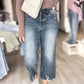 Judy Blue - High Waist Button Fly Wide Leg Crop Denim