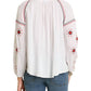 Umgee - Embroidered Tassel Tie Blouse
