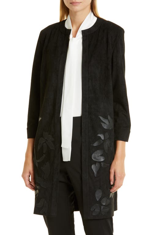 Misook Faux Suede Jacket in Black, Size Medium