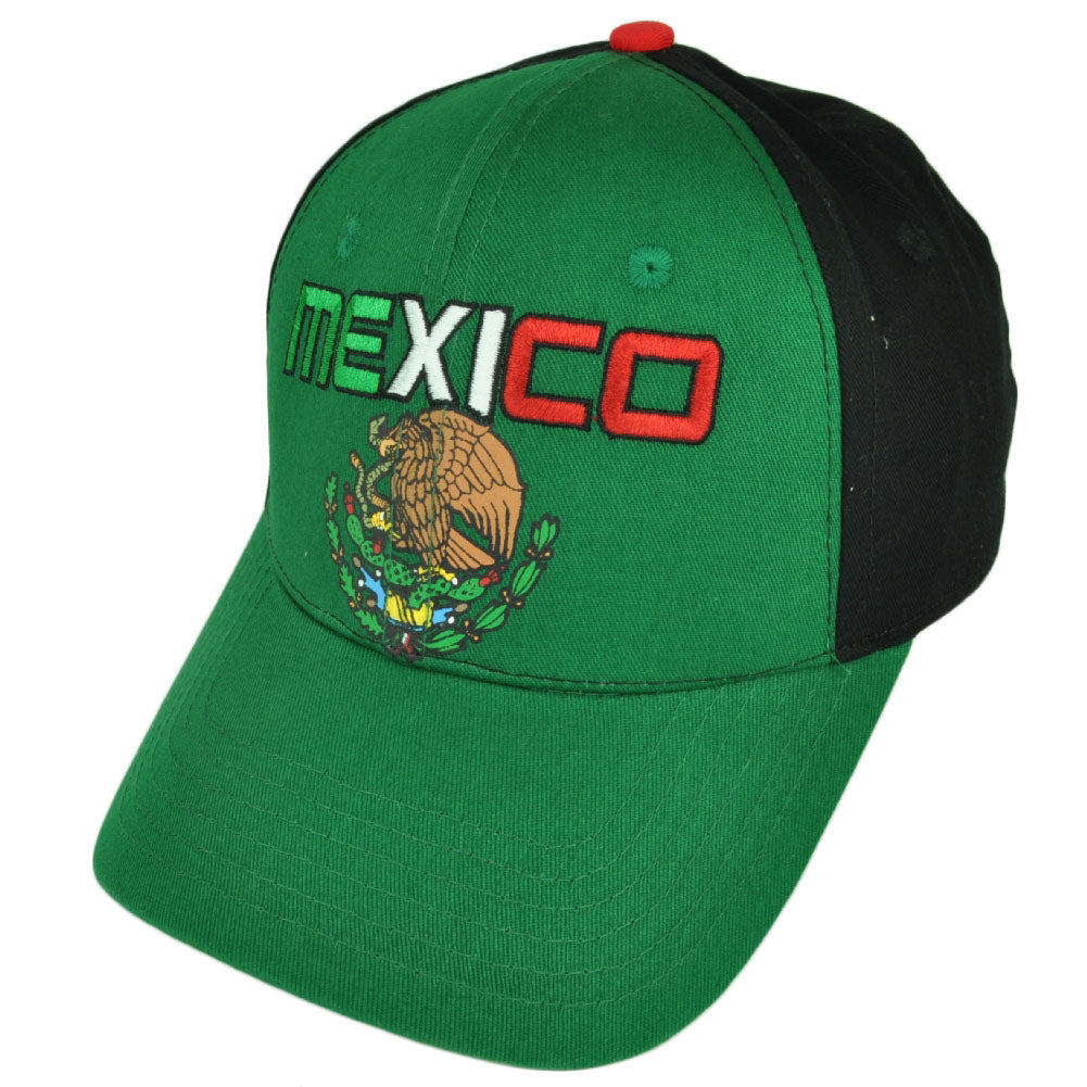 Mexico Mexican Flag Country Green Black Hat Cap Adjustable Two Tone Gorra