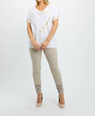 Frank Lyman - Short Sleeve Heart Print Knit Top