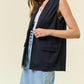 Doe And Rae - Black Shawl Neck Open Front Knit Vest Blazer
