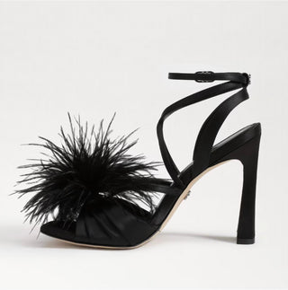 Sam Edelman - Women's Layton Ankle Strap Spool Heeled Feather Detailed Sandals