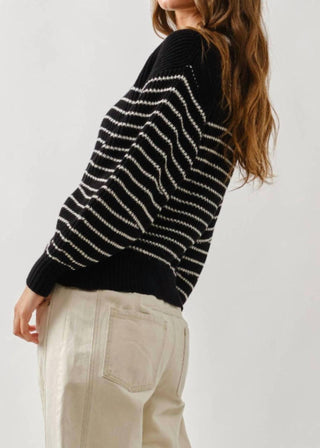 Aaron & Amber - Stripe Balloon Sleeve Cardigan