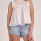 Elan - High Neck Sleeveless Ruch Front Top
