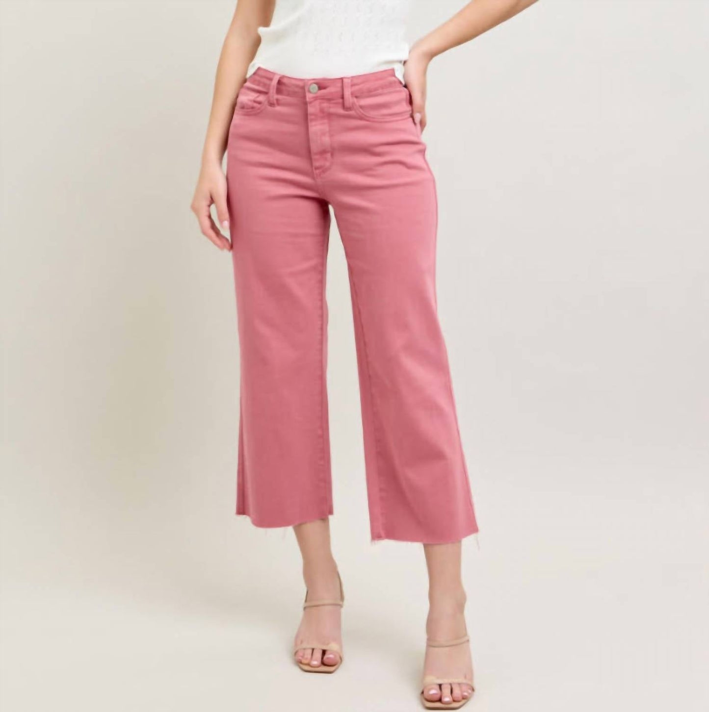 Judy Blue - Women's High Rise Garment Dyed Crop Wide Leg