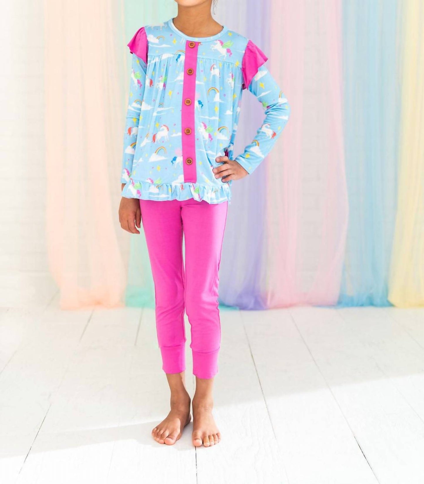 Laree + Co. - Girls Sage Bamboo Long Sleeve Peplum Legging Set