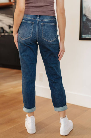 Judy Blue - Midrise Cuffed Boyfriend Jeans