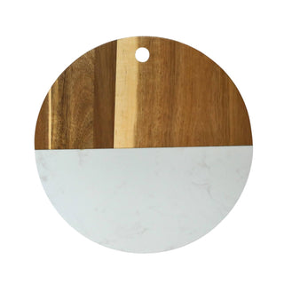 Creative Gifts International - Marble and Acacia Wood Round Board