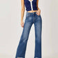 Risen - Frayed Hem Wide Leg Jeans