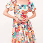 And The Why - Square Neck Puff Sleeve Floral Dress
