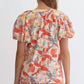 Entro - Floral Print Bubble Sleeve Blouse