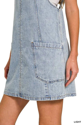 Trendsi - Zenana Denim Overall Mini Dress