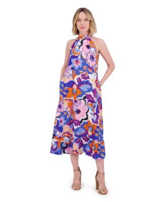 Eliza J Womens Printed Halter Midi Dress