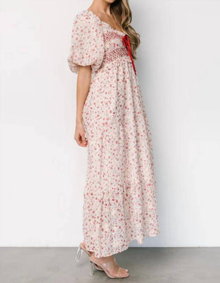 Baevely By Wellmade - Molly Floral Puff Sleeve Maxi Dress